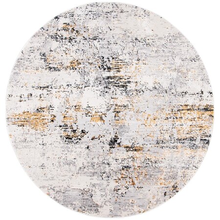 Safavieh 6 ft.-7 in. x 6 ft.-7 in. Amalfi 500 Power Loomed Round Rug, Creme & Gold - 0.35 in. AMF572A-7R